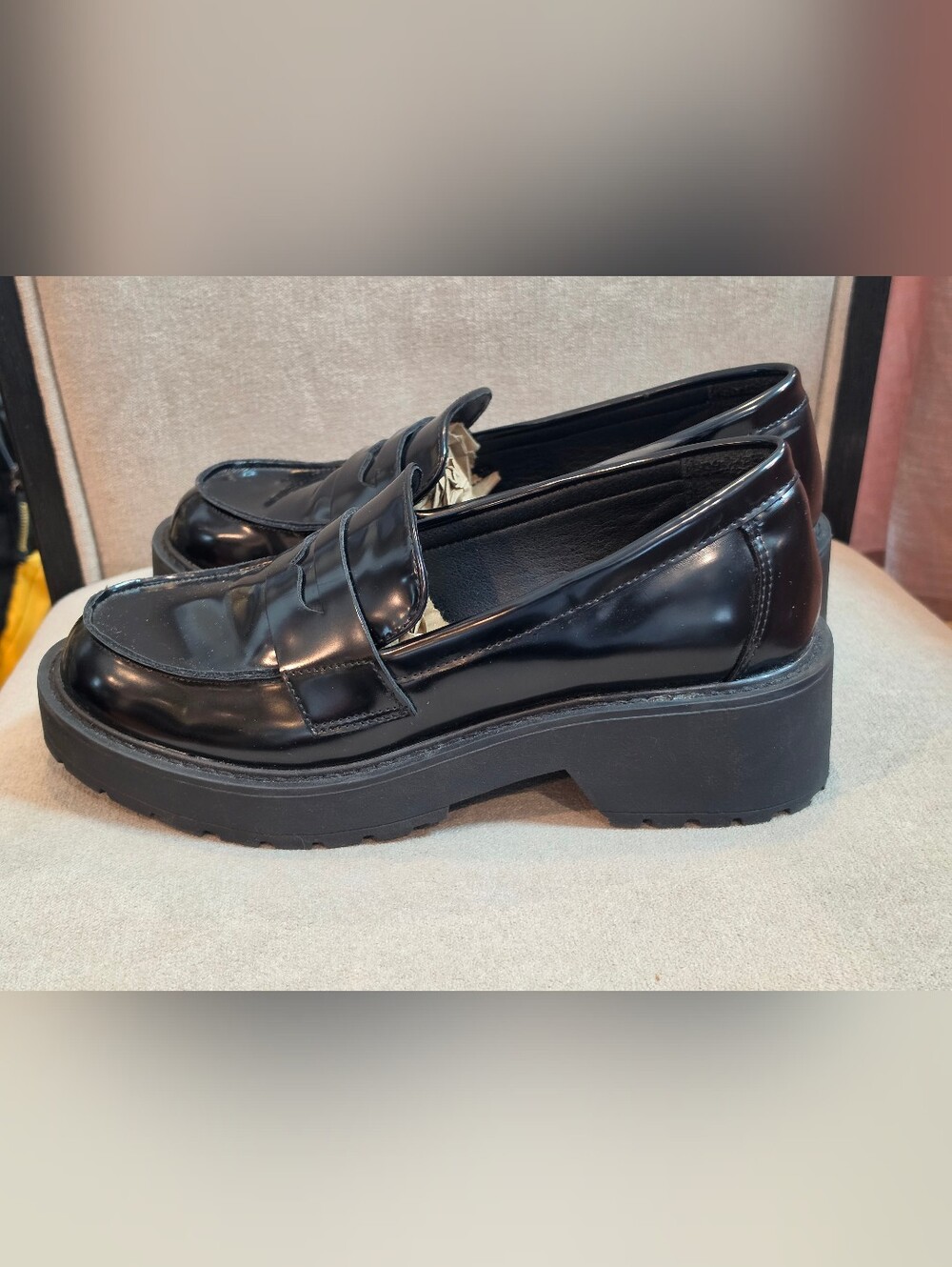 Steve Madden Women's Madden Girl Lug Sole Patten Leather Penny Loafer